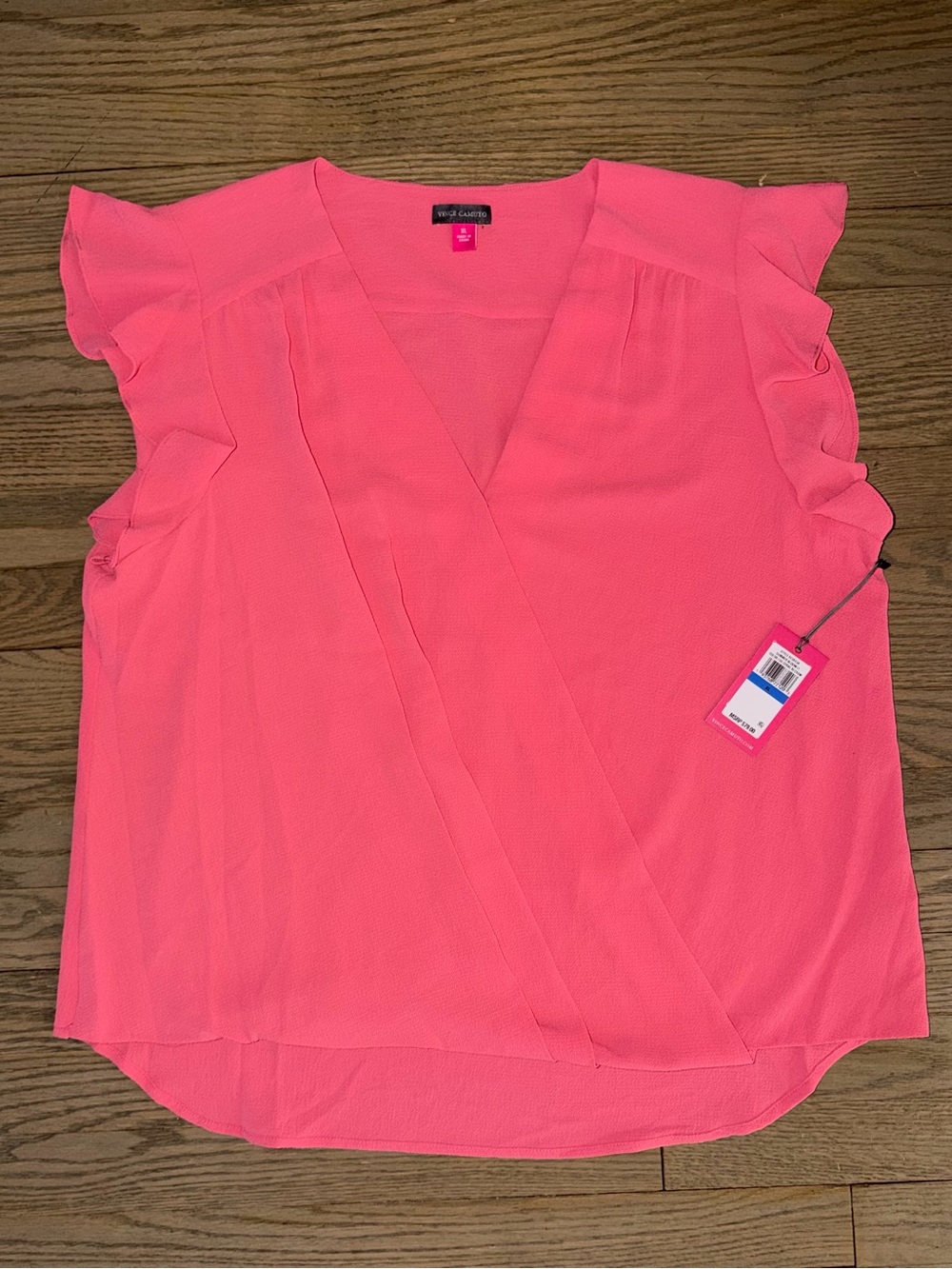 NWT Vince Camuto Flutter Sleeve Wrap Front Crepe Blouse